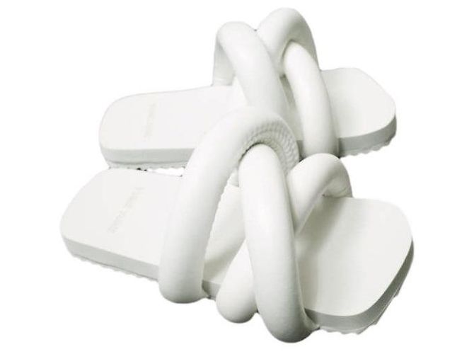 Autre Marque YUME YUME TYRE SLIDE PELLE BIO Sandali Bianco - vista 3