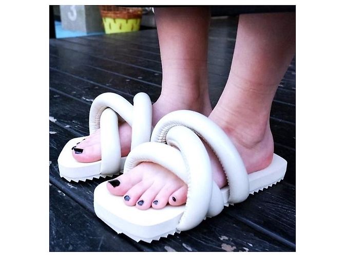 Autre Marque YUME YUME TYRE SLIDE PELLE BIO Sandali Bianco - vista 5