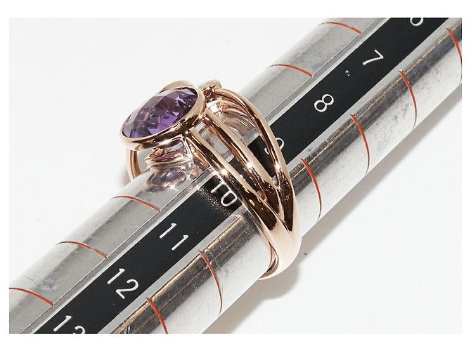 Autre Marque Anello in oro rosa Au750 con ametista e diamante Porpora - vista 2