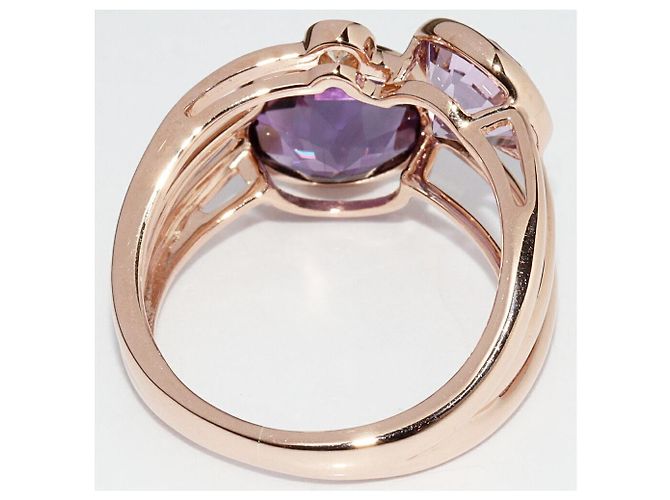 Autre Marque Anello in oro rosa Au750 con ametista e diamante Porpora - vista 3