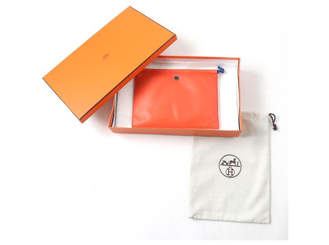 Hermès Neceser de cosméticos Hermes Anjou Miro Swift Azul Naranja - vista 2