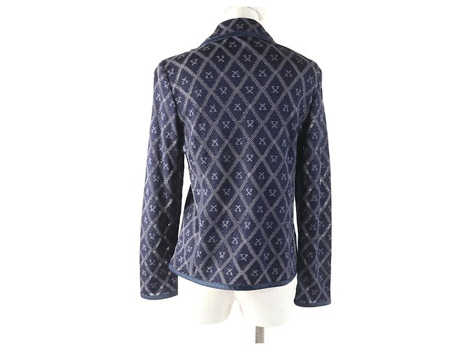 Autre Marque Chaqueta de punto de seda y rayón con logo de LEONARD FASHION Azul Azul marino - vista 3