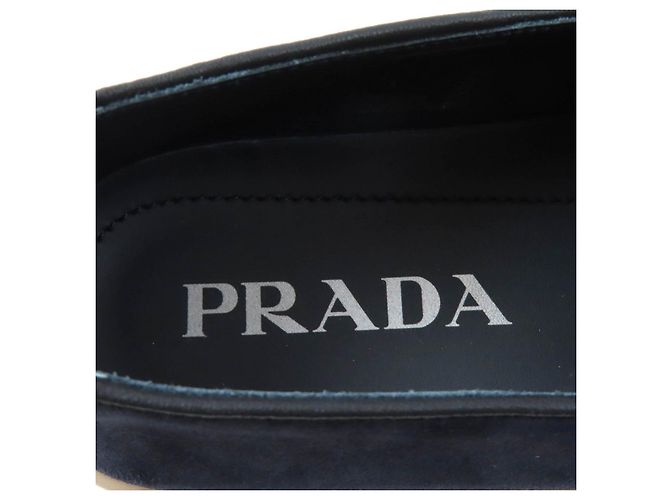 Mocassini in suede Prada 1D222N Blu Blu navy - vista 11