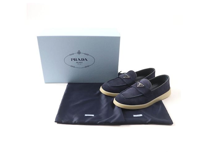Mocassini in suede Prada 1D222N Blu Blu navy - vista 2