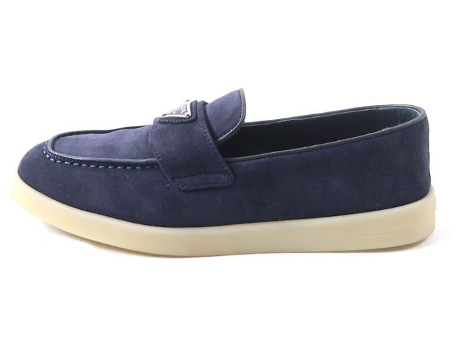 Mocassini in suede Prada 1D222N Blu Blu navy - vista 5