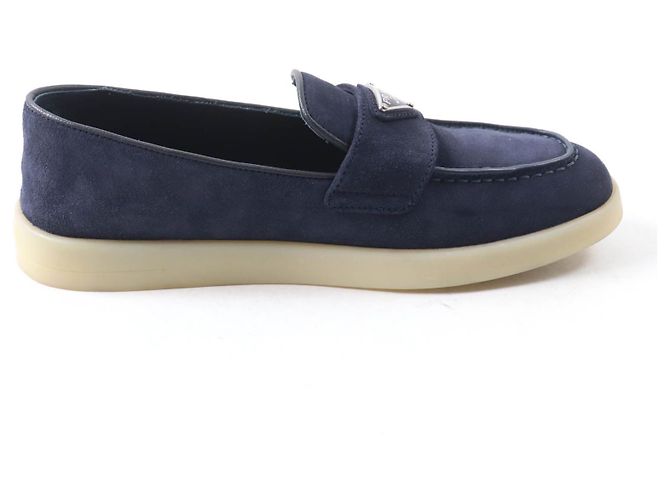 Mocassini in suede Prada 1D222N Blu Blu navy - vista 6