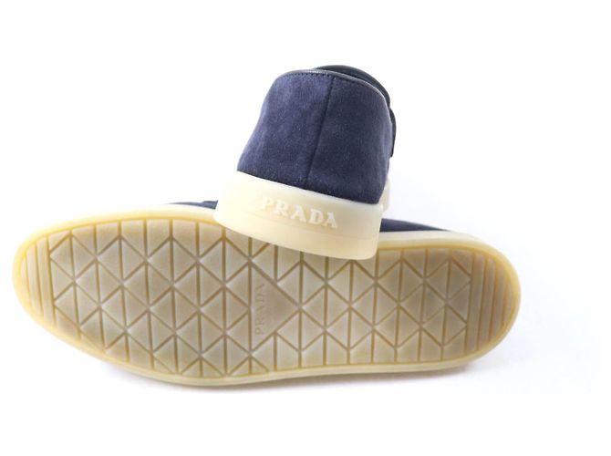 Mocassini in suede Prada 1D222N Blu Blu navy - vista 7