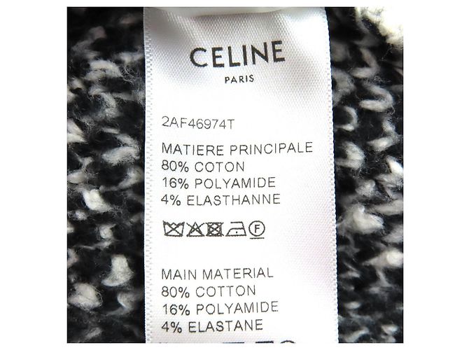 Céline Celine Surf-Stil Argyle Strickpullover aus Baumwolle, Nylon und Polyurethan mit Rundhalsausschnitt Schwarz Weiß - Ansicht 6