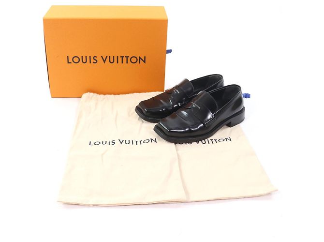 Mocassini in pelle a punta quadrata Louis Vuitton Nero - vista 2
