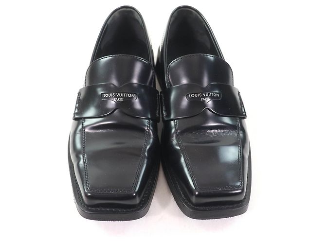 Mocassini in pelle a punta quadrata Louis Vuitton Nero - vista 4