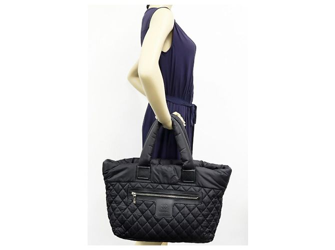 Chanel Coco Cocoon Nylon Kalbsleder Tote Bag Schwarz Bordeaux - Ansicht 2