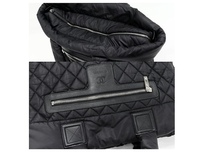 Chanel Coco Cocoon Nylon Kalbsleder Tote Bag Schwarz Bordeaux - Ansicht 5