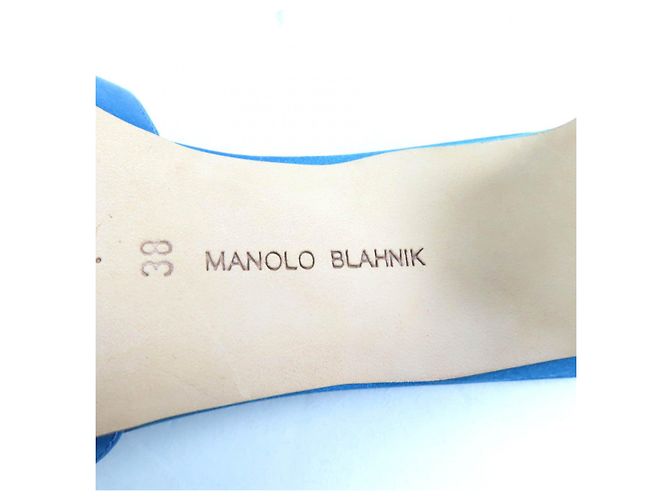 Sandali in satin Prinap 50 di Manolo Blahnik Blu - vista 11