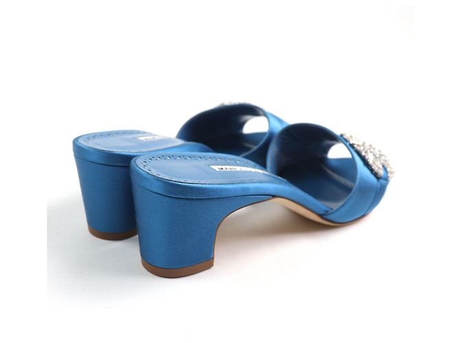 Sandali in satin Prinap 50 di Manolo Blahnik Blu - vista 3