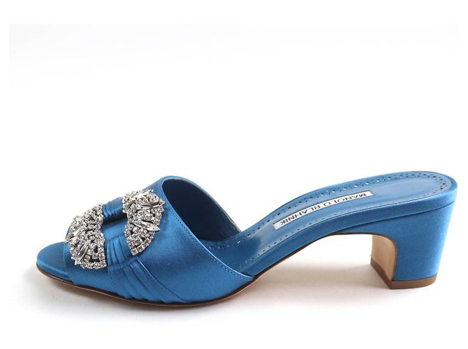 Sandali in satin Prinap 50 di Manolo Blahnik Blu - vista 5