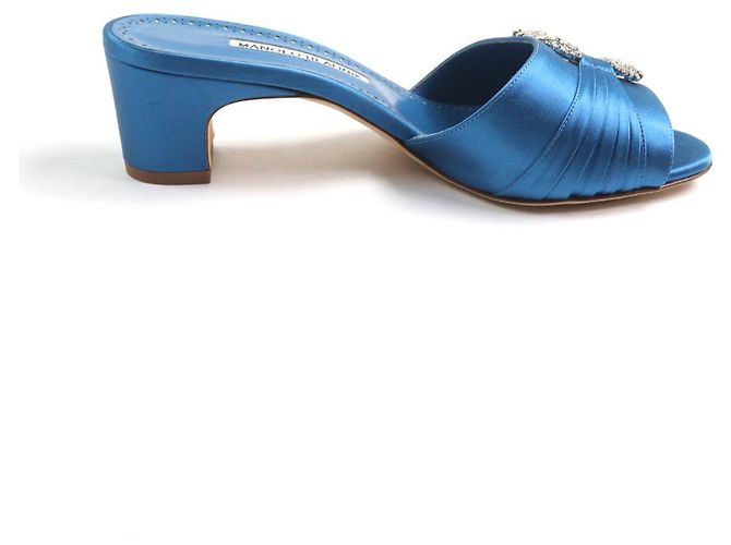 Sandali in satin Prinap 50 di Manolo Blahnik Blu - vista 6