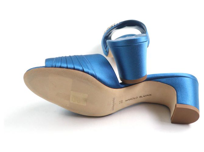 Sandali in satin Prinap 50 di Manolo Blahnik Blu - vista 7