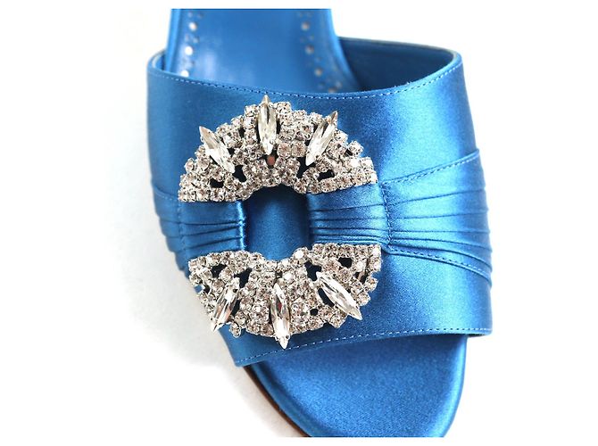 Sandali in satin Prinap 50 di Manolo Blahnik Blu - vista 9