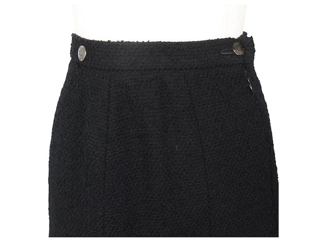 Falda plisada de lana y nylon Chanel Negro - vista 2