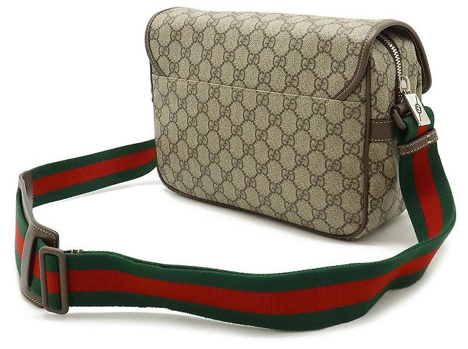 Borsa Messenger GG Supreme di Gucci Rosso Beige Verde - vista 2