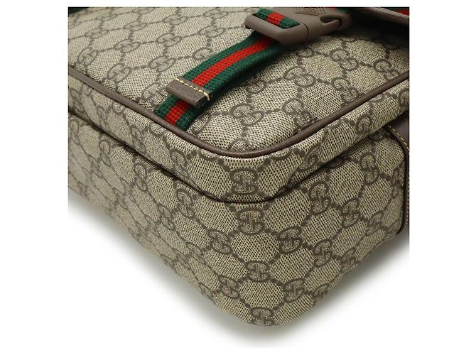 Borsa Messenger GG Supreme di Gucci Rosso Beige Verde - vista 3