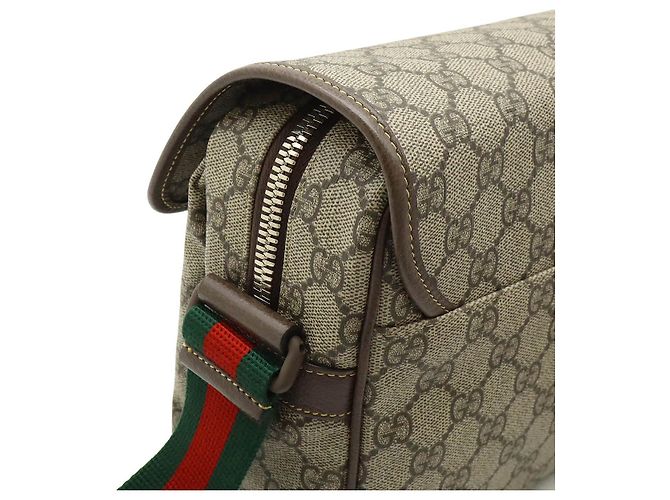 Borsa Messenger GG Supreme di Gucci Rosso Beige Verde - vista 4