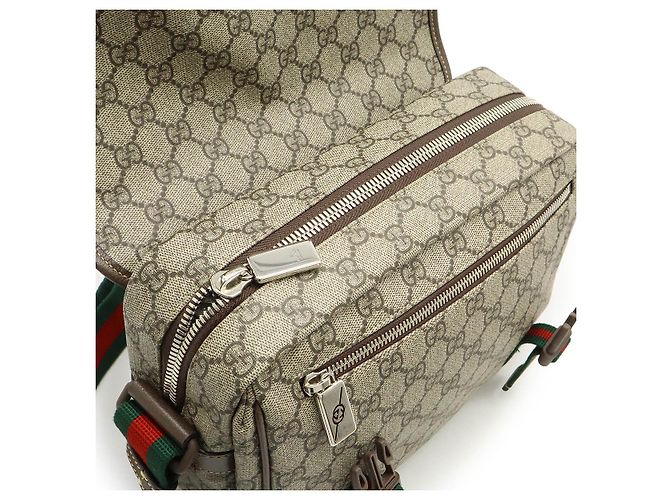 Borsa Messenger GG Supreme di Gucci Rosso Beige Verde - vista 6