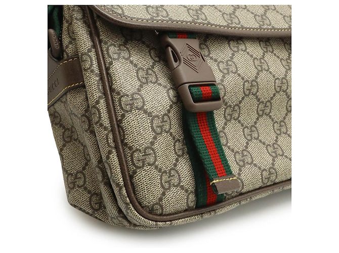 Borsa Messenger GG Supreme di Gucci Rosso Beige Verde - vista 8