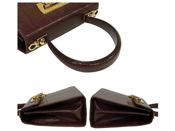 Gancini Bolsa 2way de couro de lagarto Salvatore Ferragamo Marrom - vista 6