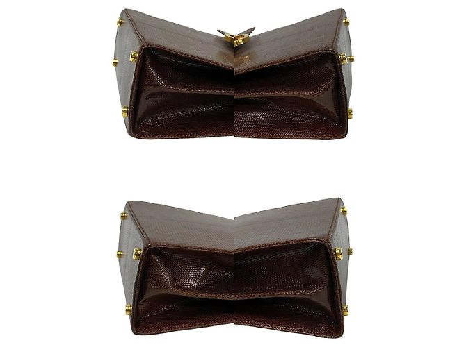 Gancini Bolsa 2way de couro de lagarto Salvatore Ferragamo Marrom - vista 8