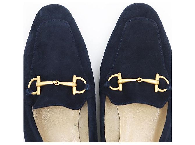 Gucci Horsebit Leder-Suede Slipper Blau Marineblau - Ansicht 11