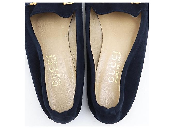 Gucci Horsebit Leder-Suede Slipper Blau Marineblau - Ansicht 12