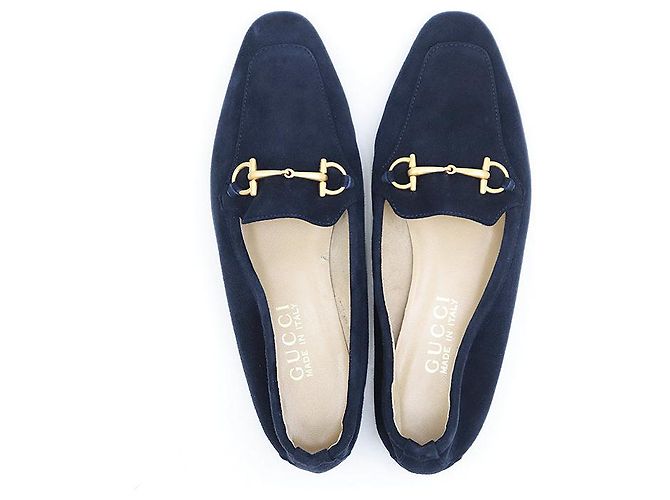 Gucci Horsebit Leder-Suede Slipper Blau Marineblau - Ansicht 2