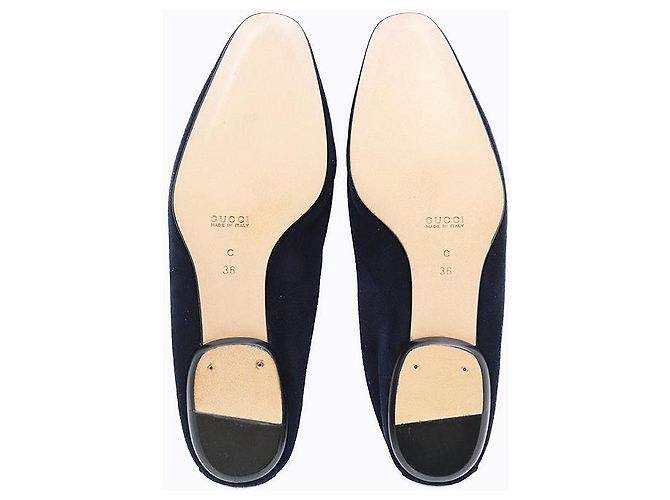 Gucci Horsebit Leder-Suede Slipper Blau Marineblau - Ansicht 5