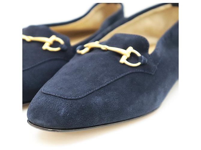 Gucci Horsebit Leder-Suede Slipper Blau Marineblau - Ansicht 7