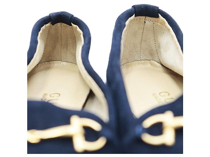 Gucci Horsebit Leder-Suede Slipper Blau Marineblau - Ansicht 8