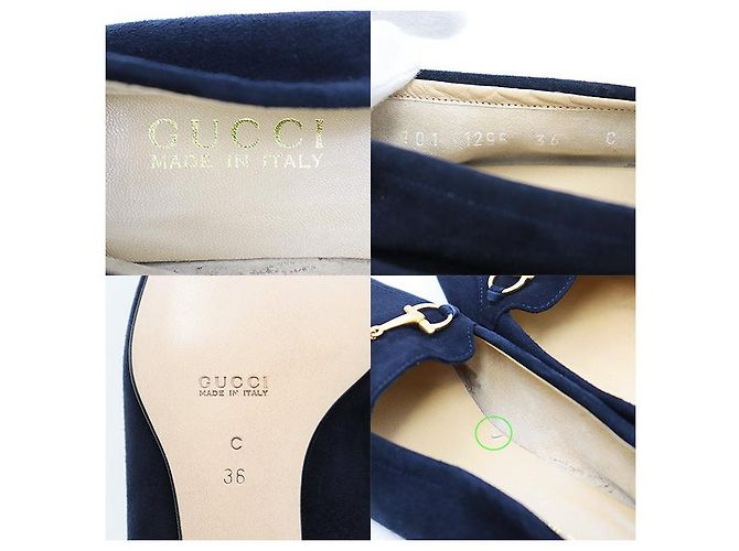 Gucci Horsebit Leder-Suede Slipper Blau Marineblau - Ansicht 9