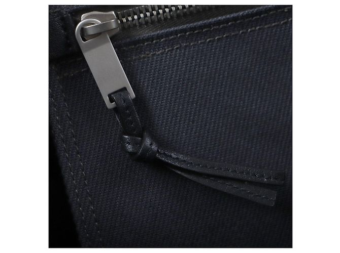 Yves Saint Laurent Bolsa tote de lona e couro Saint Laurent Paris Rive Gauche N/S Preto Cinza Cinza antracite - vista 11
