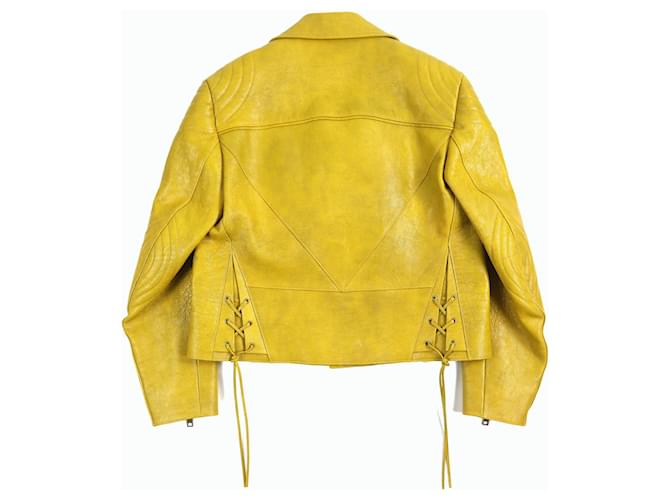 Chaqueta de piel de ternera con charm de logo triangular de Prada Amarillo - vista 2