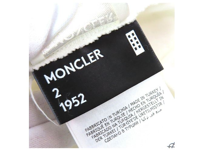 Baumwoll-T-Shirt mit Moncler Genius 2 Logo-Patch und grafischem Gitterdruck Weiß - Ansicht 7