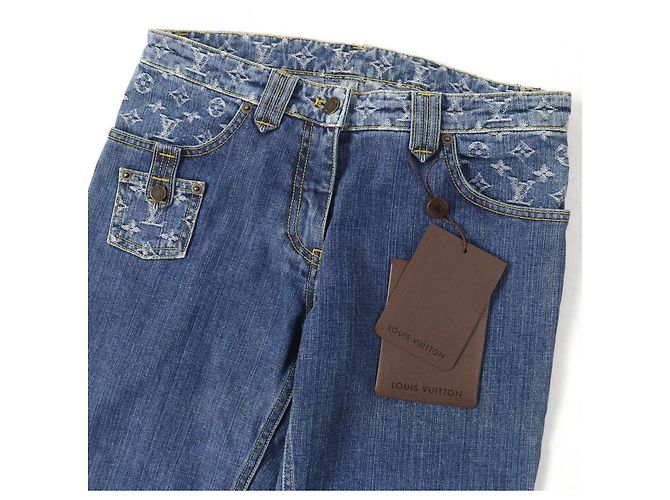 Pantalones de denim de algodón Monogram Louis Vuitton Azul - vista 3