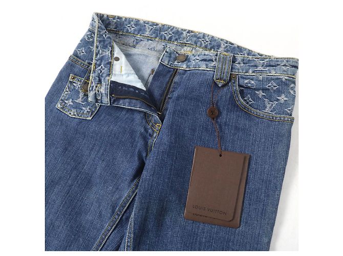 Pantalones de denim de algodón Monogram Louis Vuitton Azul - vista 4