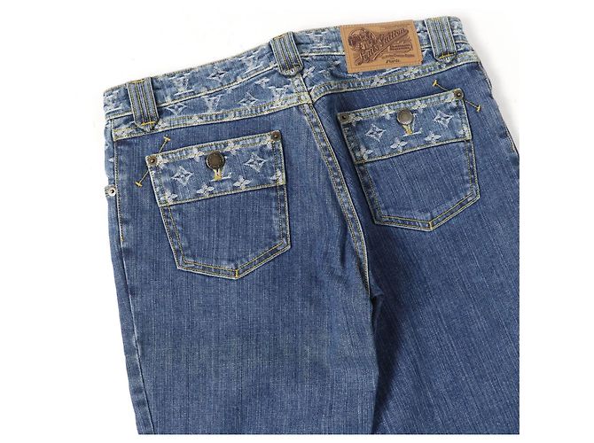 Pantalones de denim de algodón Monogram Louis Vuitton Azul - vista 5