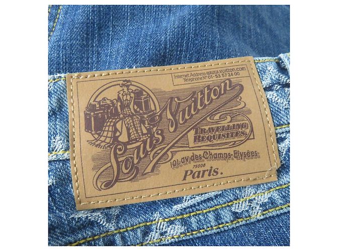 Pantalones de denim de algodón Monogram Louis Vuitton Azul - vista 7