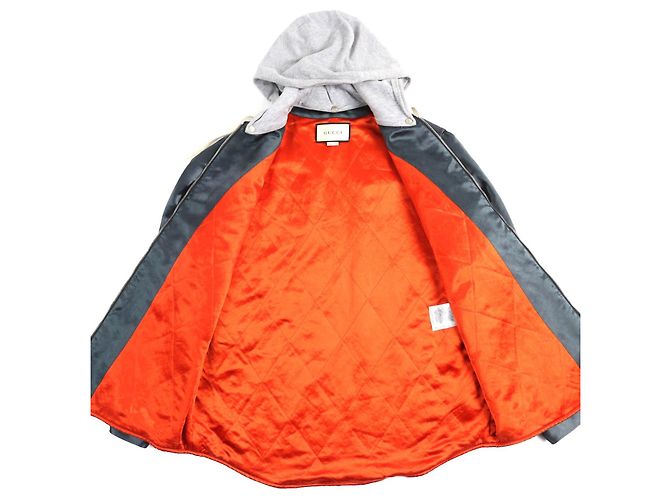 Chaqueta de algodón acetato con parche de logo Gucci WORLD WIDE Gris Gris antracita - vista 3