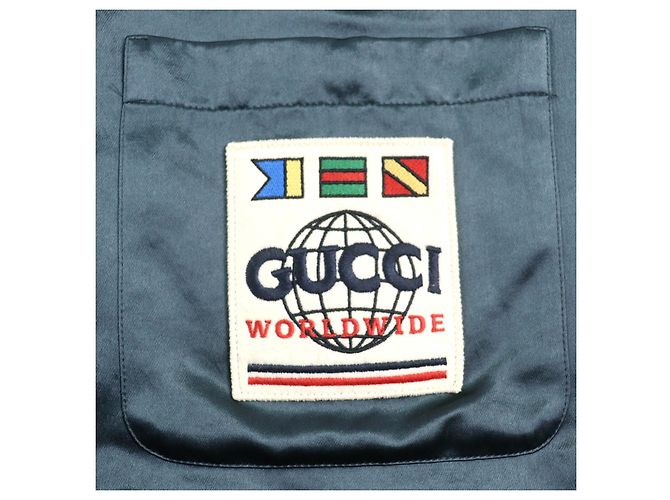 Chaqueta de algodón acetato con parche de logo Gucci WORLD WIDE Gris Gris antracita - vista 5