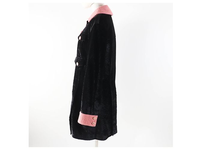 Abrigo de terciopelo con botones COCO de tweed de seda rayón Chanel 22B P73309 Negro Rosa - vista 3