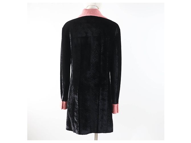 Abrigo de terciopelo con botones COCO de tweed de seda rayón Chanel 22B P73309 Negro Rosa - vista 4