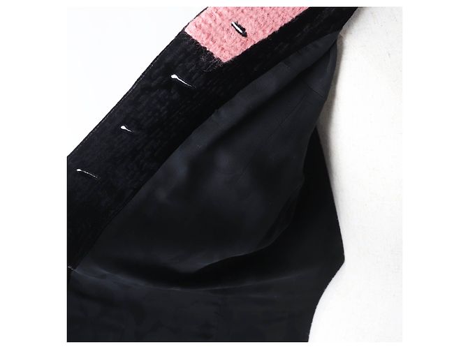 Abrigo de terciopelo con botones COCO de tweed de seda rayón Chanel 22B P73309 Negro Rosa - vista 5