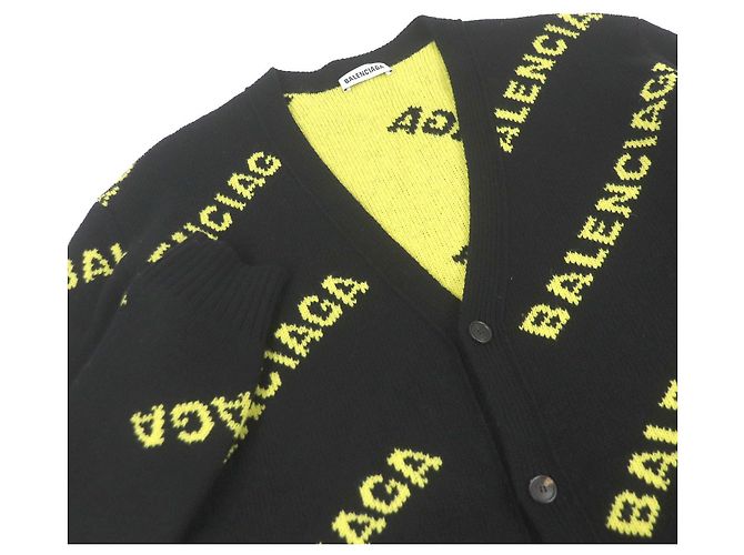 Cardigã de lã com logo jacquard Balenciaga Preto - vista 2